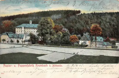 Papier und Pappenfabrik Krumbach bei Mittweida Sachsen Postkarte AK 1905