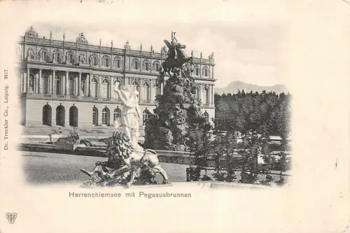 Herrenchiemsee mit Pegasusbrunnen Postkarte AK 1902