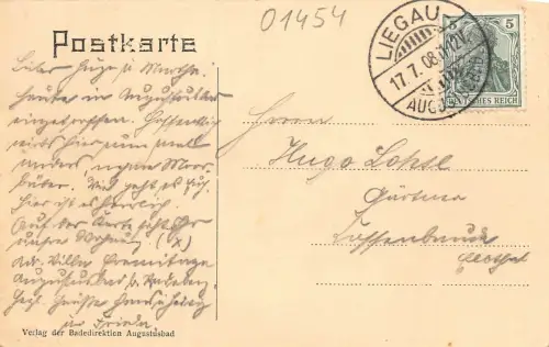 Augustusbad b. Radeberg Schwanenteich Postkarte AK 1908