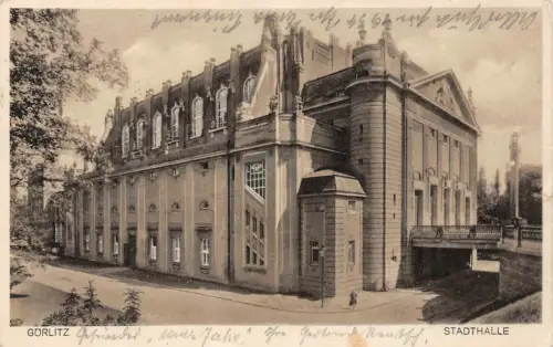 Stadthalle in Görlitz Sachsen Postkarte AK 1934