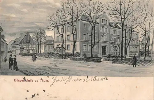 Bürgerschule zu Thum Postkarte 1911