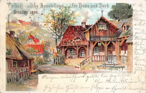 Gastwirtschaft zum Erbgericht in Dresden Sachsen Postkarte AK 1899