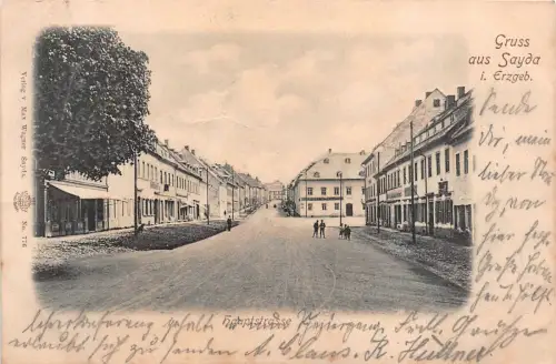 Sayda Erzgebirge Hauptstrasse Postkarte 1904