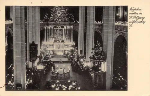 Neujahrsmetten St. Wolfgang zu Schneeberg Sa. Postkarte AK 1935