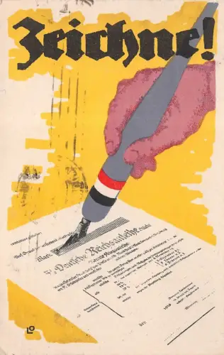 Zeichnet Deutsche Reichsanleihe Patriotika Postkarte AK 1910