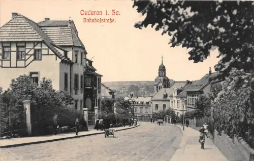 Oederan Sachsen Bahnhofstrasse gelaufen 1914