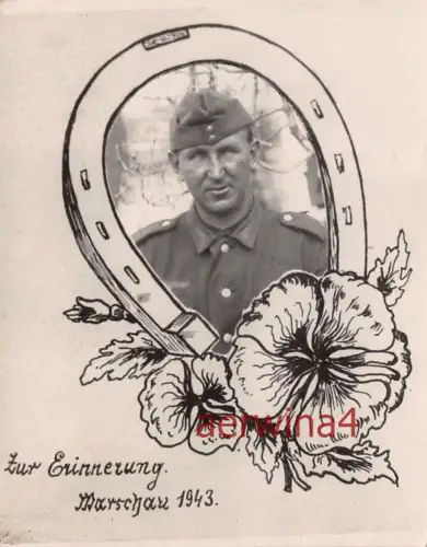 Portrait deutscher Soldat zur Erinnerung Warschau 1943