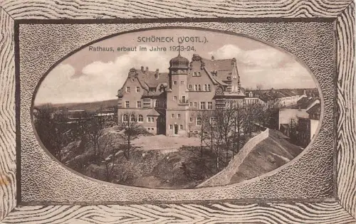 Schnöneck (Vogtl.) Rathaus erbaut im Jahre 1923-24 AK 1925