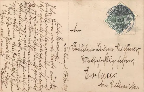 Frau mit Gewehr, Wilde Tiere Jagdpostkarte 1909