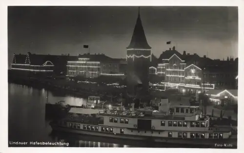 Lindauer Hafenbeleuchtung Lindau Bodensee Bayern Postkarte AK