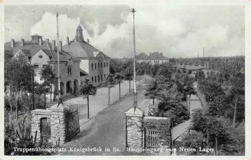 Truppenübungsplatz Königsbrück in Sa. Haupteingang zum Neuen Lager AK 1939