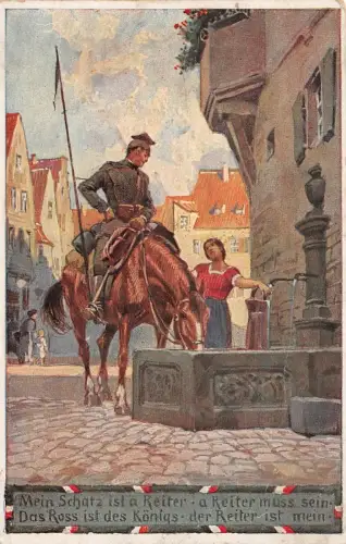 Paul Hey Volksliederkarte Nr. 37 Mein Schatz ist a Reiter AK