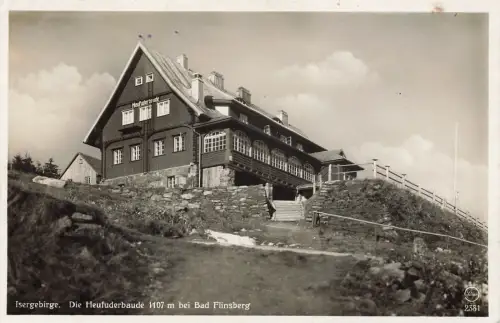 Die Heufuderbaude bei Bad Flinsberg Isergebirge Schlesien Postkarte AK 1934