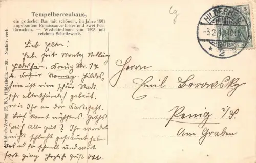 Hildesheim Wedekind- u. Tempelherrenhaus Niedersachsen Postkarte AK 1910