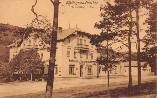 Spitzgrundmühle Restaurant b. Coswig i. Sa. AK 1925