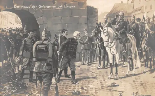 Der Abzug der Gefangenen bei Longwy Patriotika Postkarte