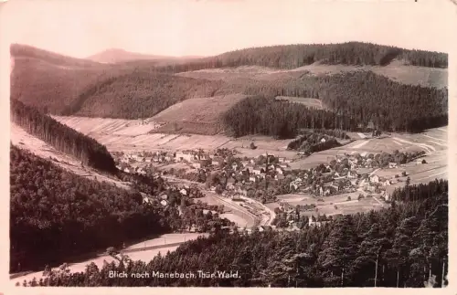 Blick nach Manebach Thür. Wald Postkarte AK 1929