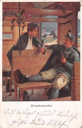 Kriegskameraden Patriotika Feldpostkarte AK 1916