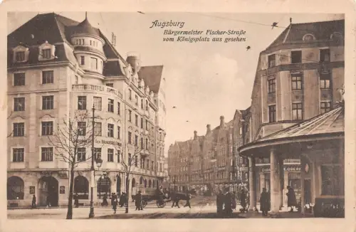 Augsburg Bürgermeister Fischer-Straße vom Königsplatz gesehen Postkarte AK 1915