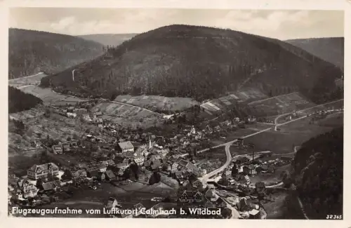Flugzeugaufnahme vom Luftkurort Calmbach b. Wildbad Postkarte AK 1935