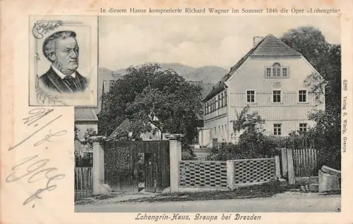 Lohengrin-Haus Graupa bei Dresden Postkarte AK 1907
