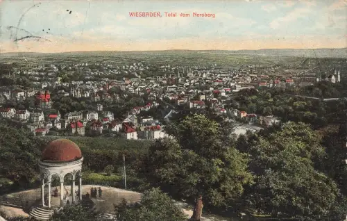 Totalansicht vom Neroberg auf Wiesbaden Hessen Postkarte AK 1912