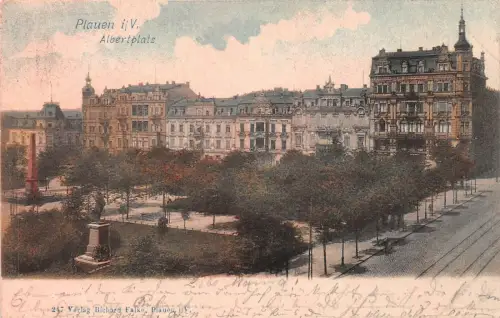 Plauen i/V. Albertplatz Postkarte 1900