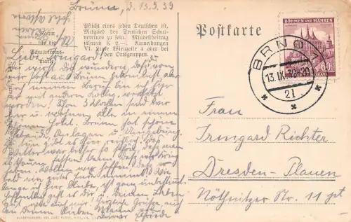 Brünn (Brno) Ansicht Panorama Mähren Postkarte AK 1939
