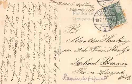 Thorn / Toruń Stadt - Theater belebte Strasse Postkarte 1912