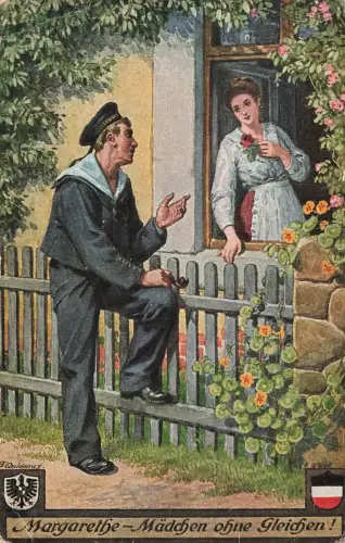 Margarethe-Mädchen ohne Gleichen! Matrose mit Frau Postkarte AK 1918