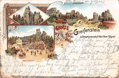 Gruss vom Greifenstein, Hotel Ehrenfriedersdorf Erzgebirge Litho Sachsen AK 1902