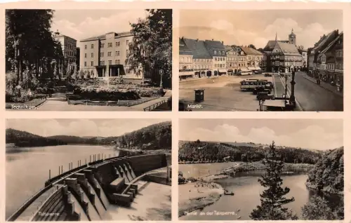 Partie an der Talsperre, Technikum und Markt Mittweida Sachsen Postkarte AK