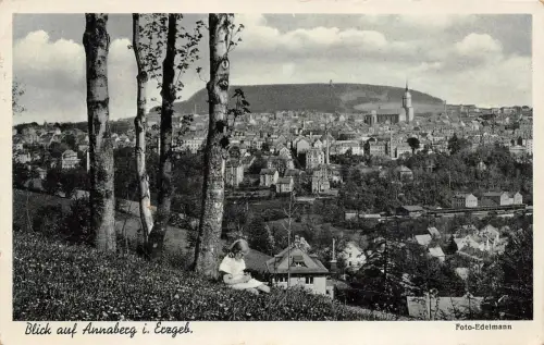 Stadtansicht von Annaberg Erzgebirge Sachsen Postkarte AK 1936