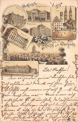 Gruß aus Oschatz Litho Postkarte