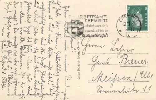 Chemnitz Flughof m. Flugzeughalle Postkarte 1929