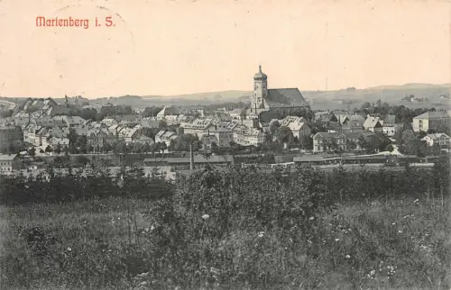 Stadtansicht von Marienberg im Erzgebirge Sachsen Postkarte AK 1911