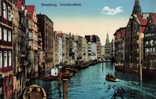 Deichtorfleet in Hamburg Postkarte AK