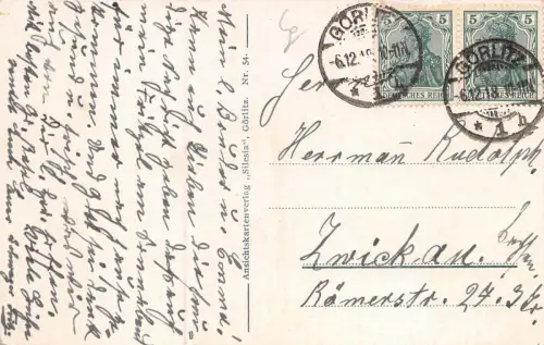 Neissepartie mit Laufsteg und Viadukt in Görlitz Sachsen Postkarte AK 1918