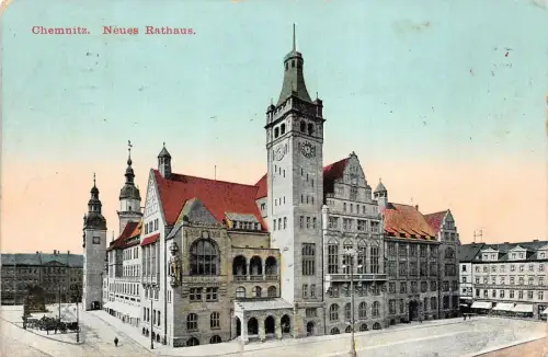 Chemnitz Neues Rathaus Postkarte AK 1913