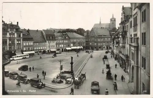Marktplatz in Mittweida Sachsen Postkarte AK 1930