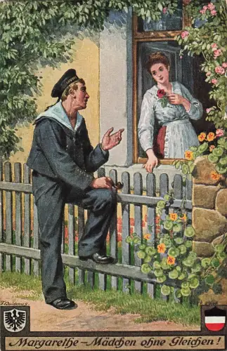AK 1.WK Matrose mit Frau Margarethe - Mädchen ohne Gleichen!