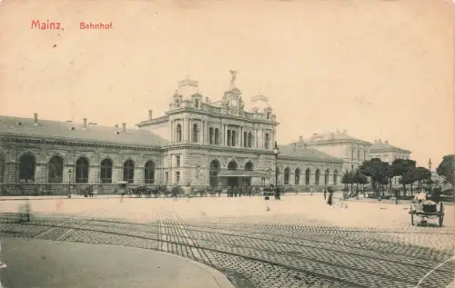 Bahnhof in Mainz Rheinland-Pfalz Postkarte AK 1909