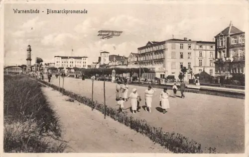 Warnemünde Bismarckpromenade Postkarte AK 1928