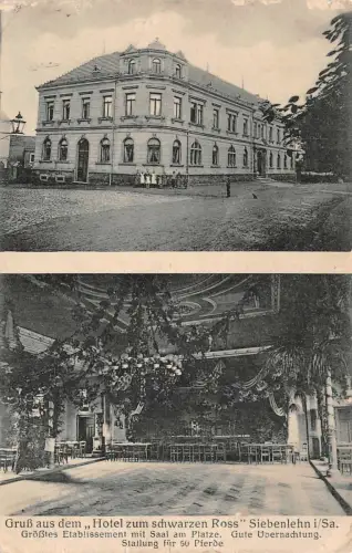 Gruß aus dem "Hotel zum schwarzen Ross" Siebenlehn i/Sa. Feldpostkarte AK 1918