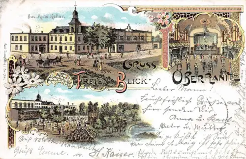 Oberplanitz Zwickau Sachsen Restaurant Freien Blick Litho Postkarte 1905