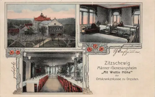 Zitzschewig Männer-Genesungsheim "Alt Wettin Höhe" Ortskr. Dresden AK 1909
