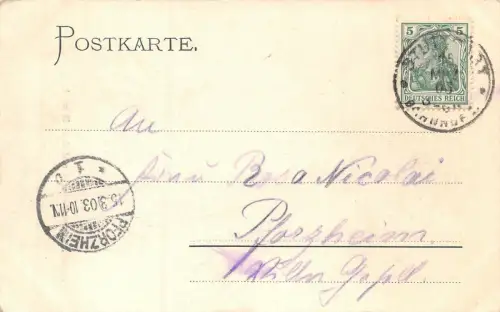 Stuttgart Aussichtsturm auf dem Hasenberg Baden-Württemberg Postkarte AK 1903