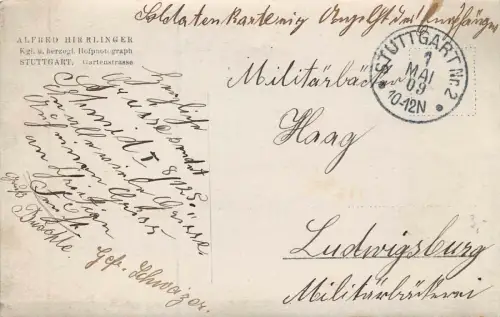 Foto Soldaten des Gebäcktross Schneider und Schuster mit Pickelhaube Stuttgart