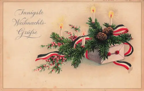 Innigste Weihnachts-Grüße Reichsfahne Patriotika Postkarte AK