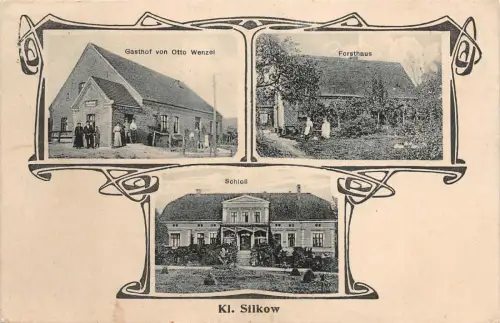 Kl. Silkow / Żelkówko Pommern Gasthof von Otto Wenzel AK gelaufen 1918